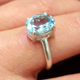 Blue Topaz Ring - Sky Blue Solitaire Ring - Vintage Oval Ring