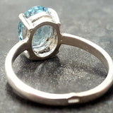 Blue Topaz Ring - Sky Blue Solitaire Ring - Vintage Oval Ring