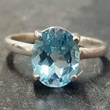 Blue Topaz Ring - Sky Blue Solitaire Ring - Vintage Oval Ring