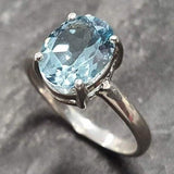 Blue Topaz Ring - Sky Blue Solitaire Ring - Vintage Oval Ring