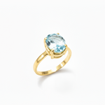 Gold Blue Topaz Ring - Natural Blue Topaz Ring, Blue Oval Gold Ring made in 18k Gold Vermeil. Ideal for everyday wear and perfect for birthday gifting and special occasions.
