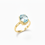 Gold Blue Topaz Ring - Natural Blue Topaz Ring, Blue Oval Gold Ring made in 18k Gold Vermeil. Ideal for everyday wear and perfect for birthday gifting and special occasions.