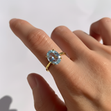 Elegant Blue Topaz Ring - 18k Gold Vermeil, perfect for daily wear and special celebrations. Ideal birthday gift option.