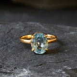 Blue Topaz Ring, Natural Blue Topaz, December Ring, Blue Solitaire Ring, Blue Vintage Ring, Topaz Ring, Blue Diamond Ring, 925 Silver Ring(1)