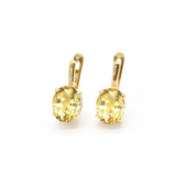 Genuine Citrine Earrings - Large Yellow Studs - Classic Oval Earrings
