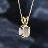 Gold Rose Quartz Necklace - Natural Rose Quartz Necklace - Pink Solitaire Pendant