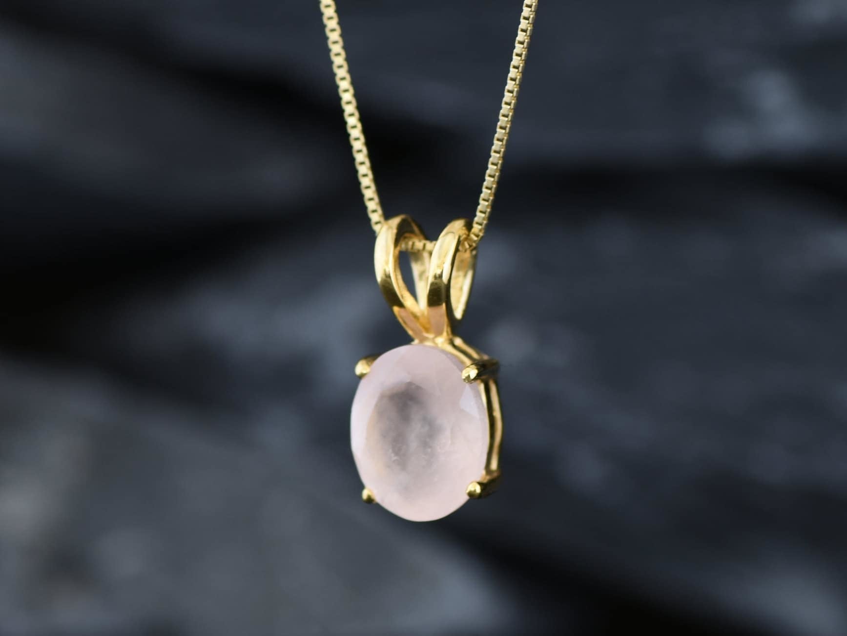 Rose Quartz Pendant, Natural Rose Quartz, Pink Oval Pendant, Vintage Pendant, Dainty Pink Necklace, 3 Carat Pendant, Solid Silver Pendant(1)