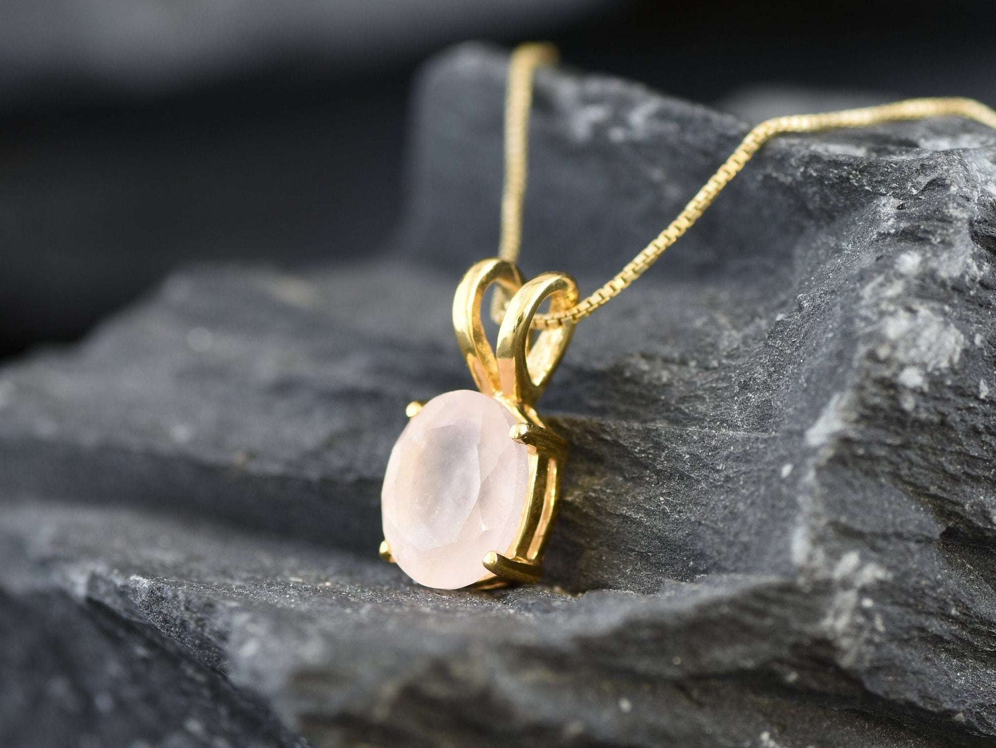 Rose Quartz Pendant, Natural Rose Quartz, Pink Oval Pendant, Vintage Pendant, Dainty Pink Necklace, 3 Carat Pendant, Solid Silver Pendant(1)