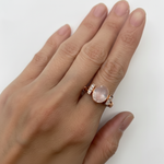 Rose Quartz Ring - Dainty Pink Oval Gem in Rose Gold Vermeil, great for adding a touch of elegance to any outfit or occasion.