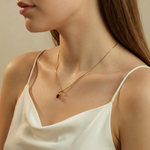 Gold Garnet Pendant - Stunning red garnet necklace in 18k Gold Vermeil, a delightful choice for birthdays and everyday style.