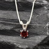 Natural Garnet Pendant - Dainty Red Necklace - January Birthstone Necklace