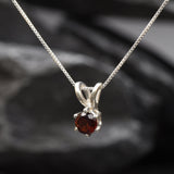 Natural Garnet Pendant - Dainty Red Necklace - January Birthstone Necklace