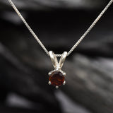 Natural Garnet Pendant - Dainty Red Necklace - January Birthstone Necklace