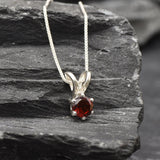 Natural Garnet Pendant - Dainty Red Necklace - January Birthstone Necklace