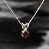 Natural Garnet Pendant - Dainty Red Necklace - January Birthstone Necklace