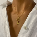 Gold Key Necklace - Elegant Vintage Key Pendant in 18k Gold Vermeil. Perfect for everyday style and thoughtful gifting.