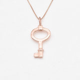 Rose Gold Key Pendant - Vintage Key Charm, Statement Key Necklace made in Rose Gold Vermeil. Ideal for everyday wear and perfect for birthday gifting and special occasions.