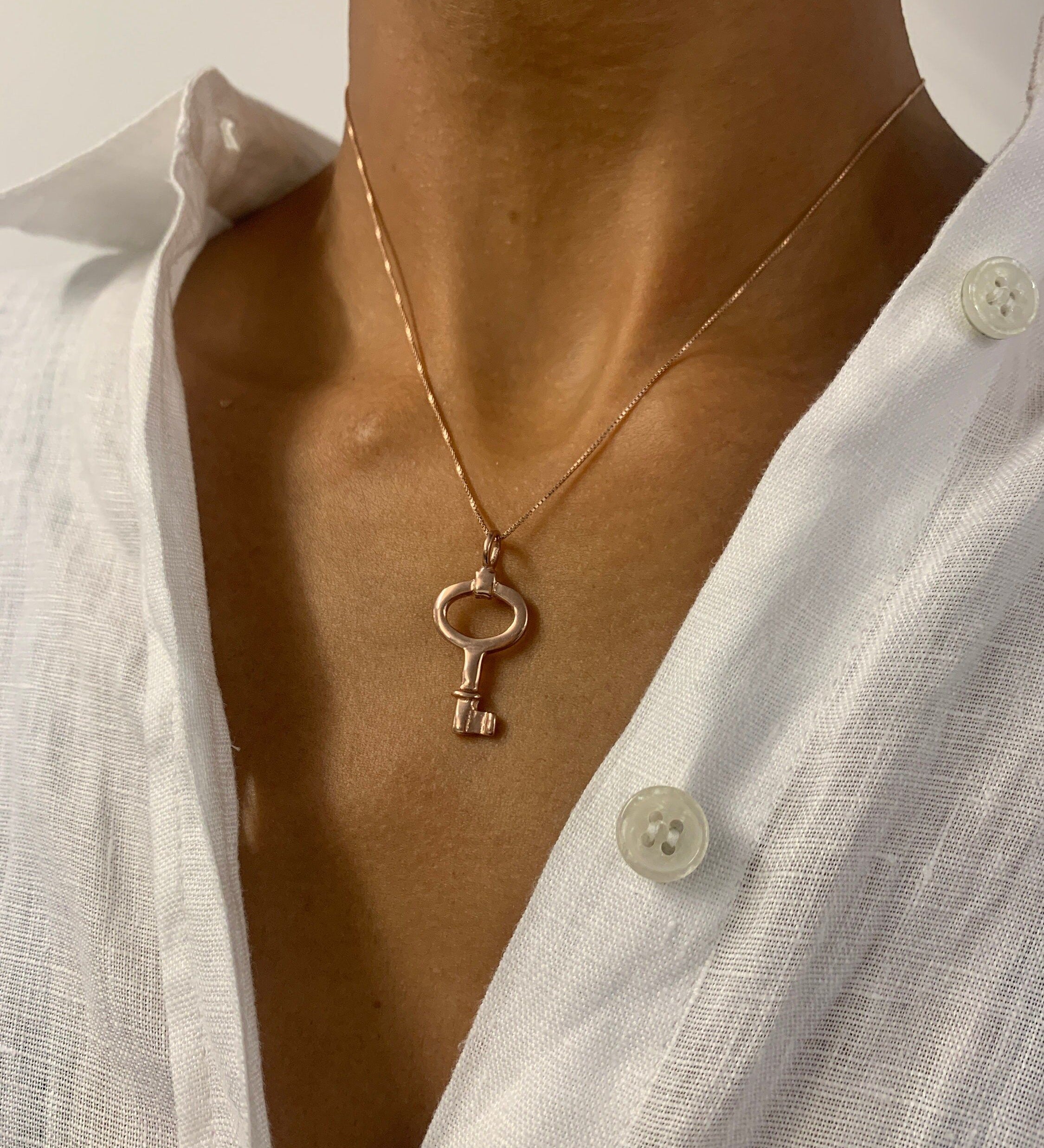 Gold Key Necklace, Key Pendant, Vintage Key Pendant, Vermeil Key Necklace, Dainty Key Pendant, Birthday Gift, Minimalist Key Necklace, Gift(2)