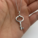 Silver Key Necklace - Charming 925 Sterling Silver pendant, perfect for adding a touch of elegance to any outfit or occasion.