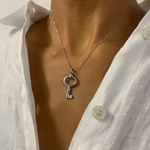 Silver Key Pendant Necklace - Elegant 925 Sterling Silver design, perfect for everyday style and special celebrations.