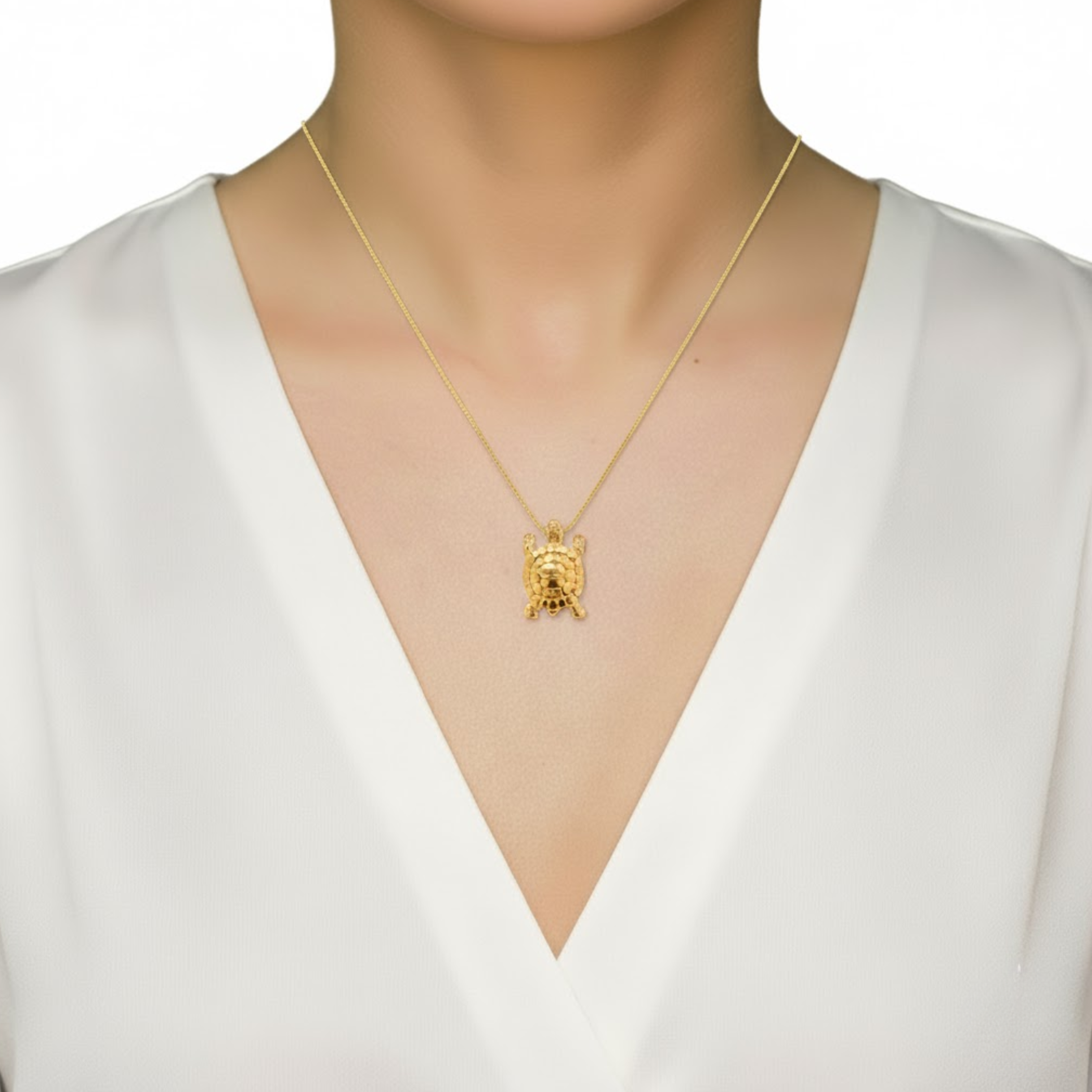 Elegant Gold Turtle Pendant - Dainty Tortoise Necklace in 18k Gold Vermeil, perfect for daily wear and special celebrations.