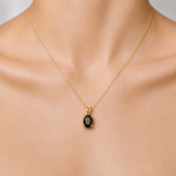 Gold Onyx Pendant close-up - Elegant black oval pendant in 18k Gold Vermeil for daily wear and special gift occasions.