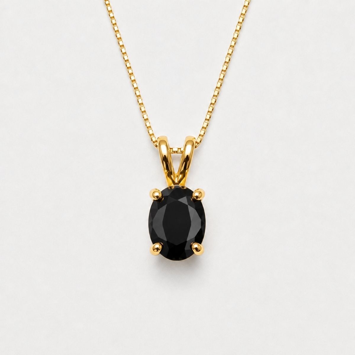Gold Onyx Pendant - Natural Onyx Necklace - Black Oval Pendant made in 18k Gold Vermeil. Ideal for everyday wear and perfect for birthday gifting and special occasions.