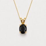 Gold Onyx Pendant - Natural Onyx Necklace - Black Oval Pendant made in 18k Gold Vermeil. Ideal for everyday wear and perfect for birthday gifting and special occasions.
