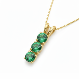 Exquisite 18k Gold Vermeil Pendant showcasing a Round Created Green Emerald, ideal for May birthdays and daily elegance.