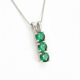 Stylish 925 Sterling Silver Pendant showcasing a Round Created Green Emerald, an ideal gift for May birthdays and anniversaries.
