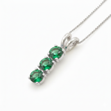 Beautifully crafted 925 Sterling Silver Pendant with a Round Created Green Emerald, perfect for any occasion and heartfelt gifting.
