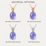 Gold Tanzanite Pendant - Natural Tanzanite Necklace, Blue Stone Pendant