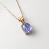 Gold Tanzanite Pendant - Natural Tanzanite Necklace, Blue Stone Pendant