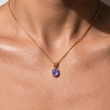 Gold Tanzanite Pendant - Natural Tanzanite Necklace, Blue Stone Pendant