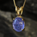 Gold Tanzanite Necklace - Blue Solitaire Pendant - Rose Gold Necklace