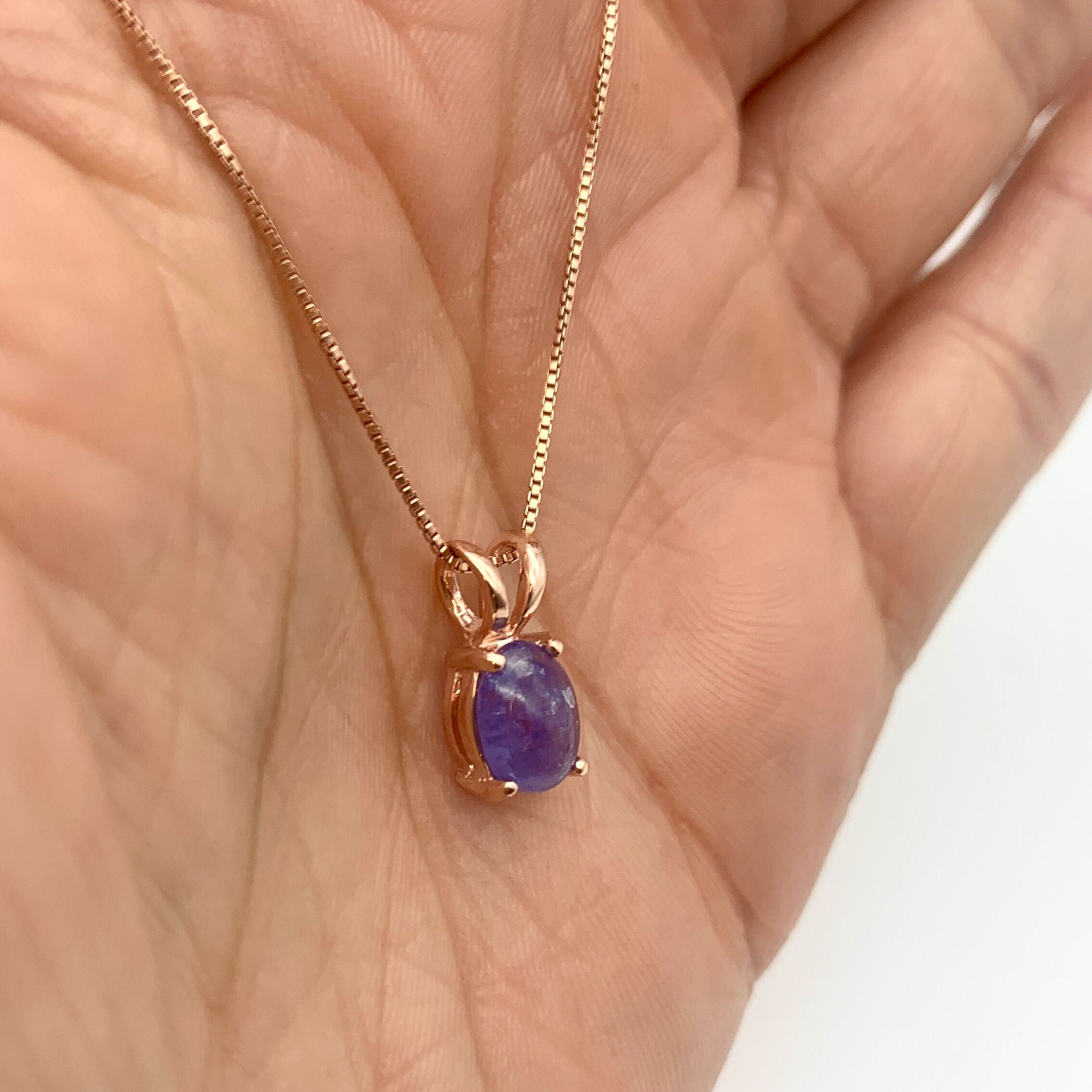 Gold Tanzanite Pendant, Natural Tanzanite, December Birthstone, Tanzanite Necklace, Dainty Oval Pendant, Blue Stone Pendant, Gold Vermeil(2)
