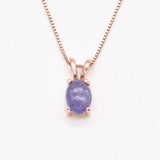 Gold Tanzanite Necklace - Blue Solitaire Pendant - Rose Gold Necklace