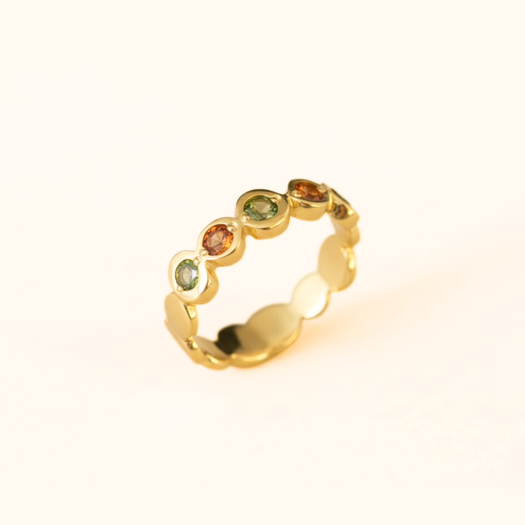 Vibrant Tourmaline Gold Ring - Stunning Bubble Band, crafted in 18k Gold Vermeil, ideal for gifting and daily wear.