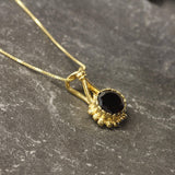 Gold Garnet Pendant - Natural Garnet Necklace, Round Garnet Pendant