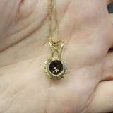 Gold Garnet Pendant - Natural Garnet Necklace, Round Garnet Pendant