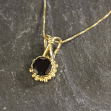 Gold Garnet Pendant - Natural Garnet Necklace, Round Garnet Pendant