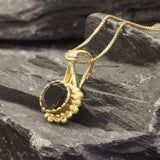 Gold Garnet Pendant - Natural Garnet Necklace, Round Garnet Pendant