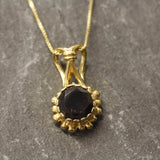 Gold Garnet Pendant - Natural Garnet Necklace, Round Garnet Pendant