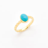 Turquoise Ring - Blue Bezel Ring - Silver Bubble Band