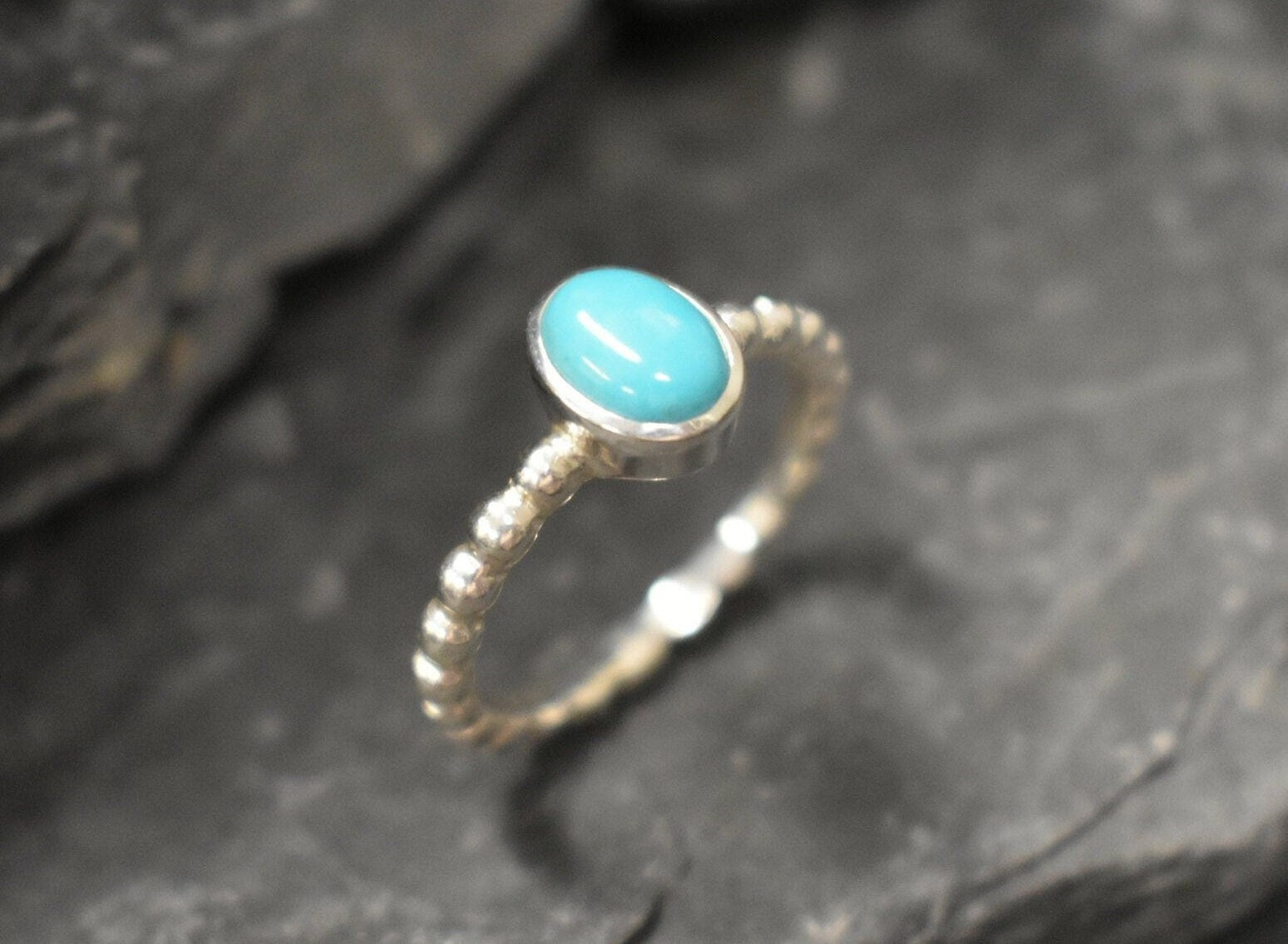 Gold Turquoise Ring, Natural Turquoise, Dainty Blue Ring, Stackable Ring, Gold Plated Ring, Bubble Band, December Birthstone, Gold Vermeil(2)