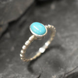 Gold Turquoise Ring, Turquoise Solitaire Ring, Natural Turquoise Bubble Band