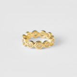 Gold Citrine Ring - Half Eternity Ring - Yellow Bubble Band