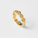 Gold Citrine Ring - Half Eternity Ring - Yellow Bubble Band