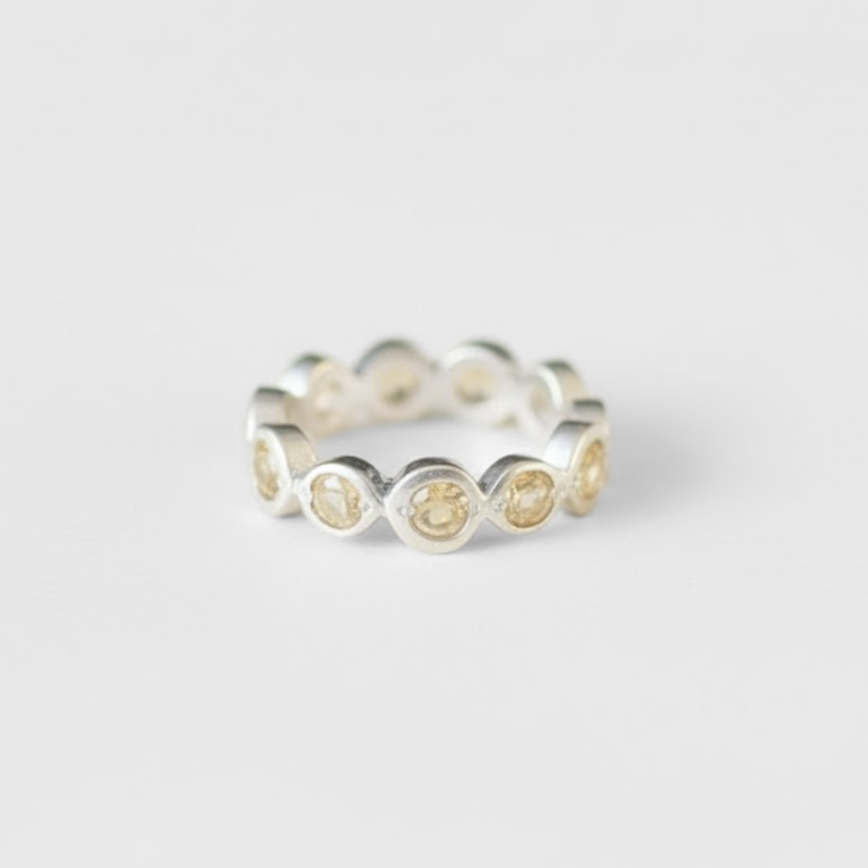 Stunning Citrine Eternity Band crafted in 925 Sterling Silver - A timeless piece for celebrations or daily wear.