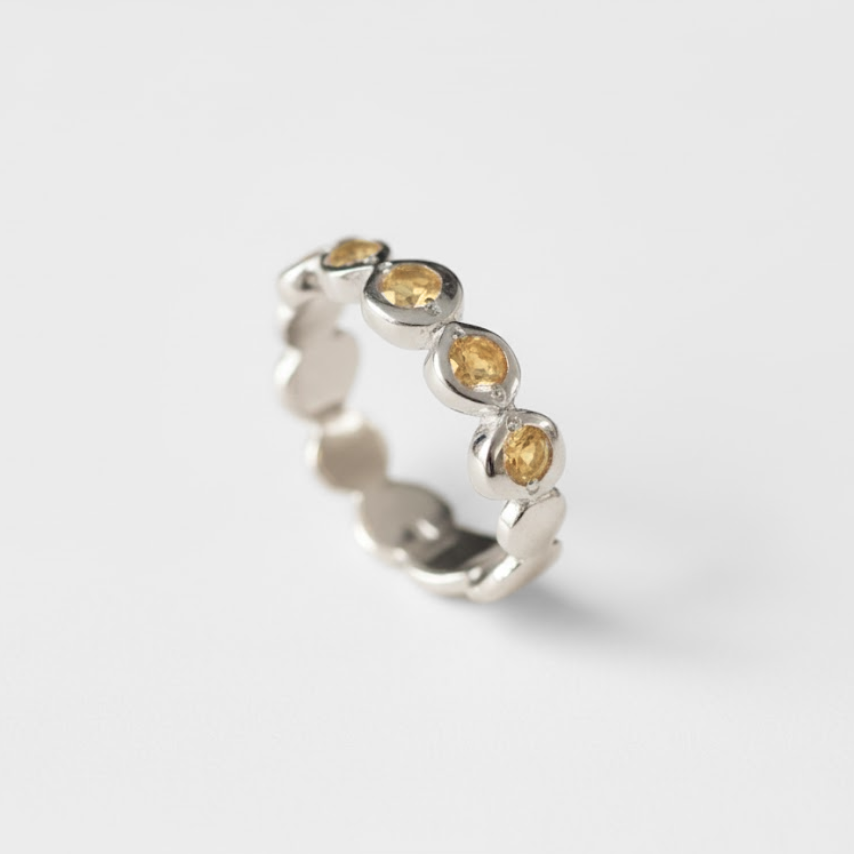 Citrine Ring - Yellow Eternity Ring - Vintage Bubble Ring made in 925 Sterling Silver. Ideal for everyday wear and perfect for birthday gifting and special occasions.